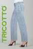 Tricotto Wide leg 5 pocket jeans with gold shimmer side detail