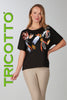 Tricotto black t-shirt with front sequin print detail