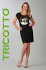 Tricotto black dress with front gold sequin print detail