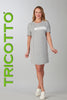 Tricotto grey cotton knit dress with front sequin print detail