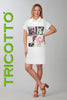 Tricotto casual textured knit dress with front sequin print detail