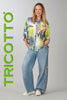 Tricotto long blouse with sequin fashionista print on front and back