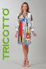 Tricotto blouse dress with sequin fashion print detail on front & back