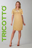 Tricotto beige dress with front tie and side stripe detail