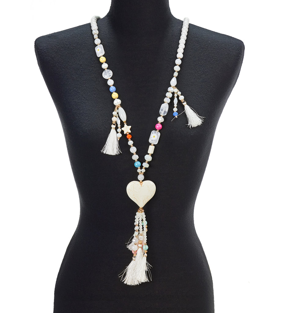 Les Nana White Heart Necklace