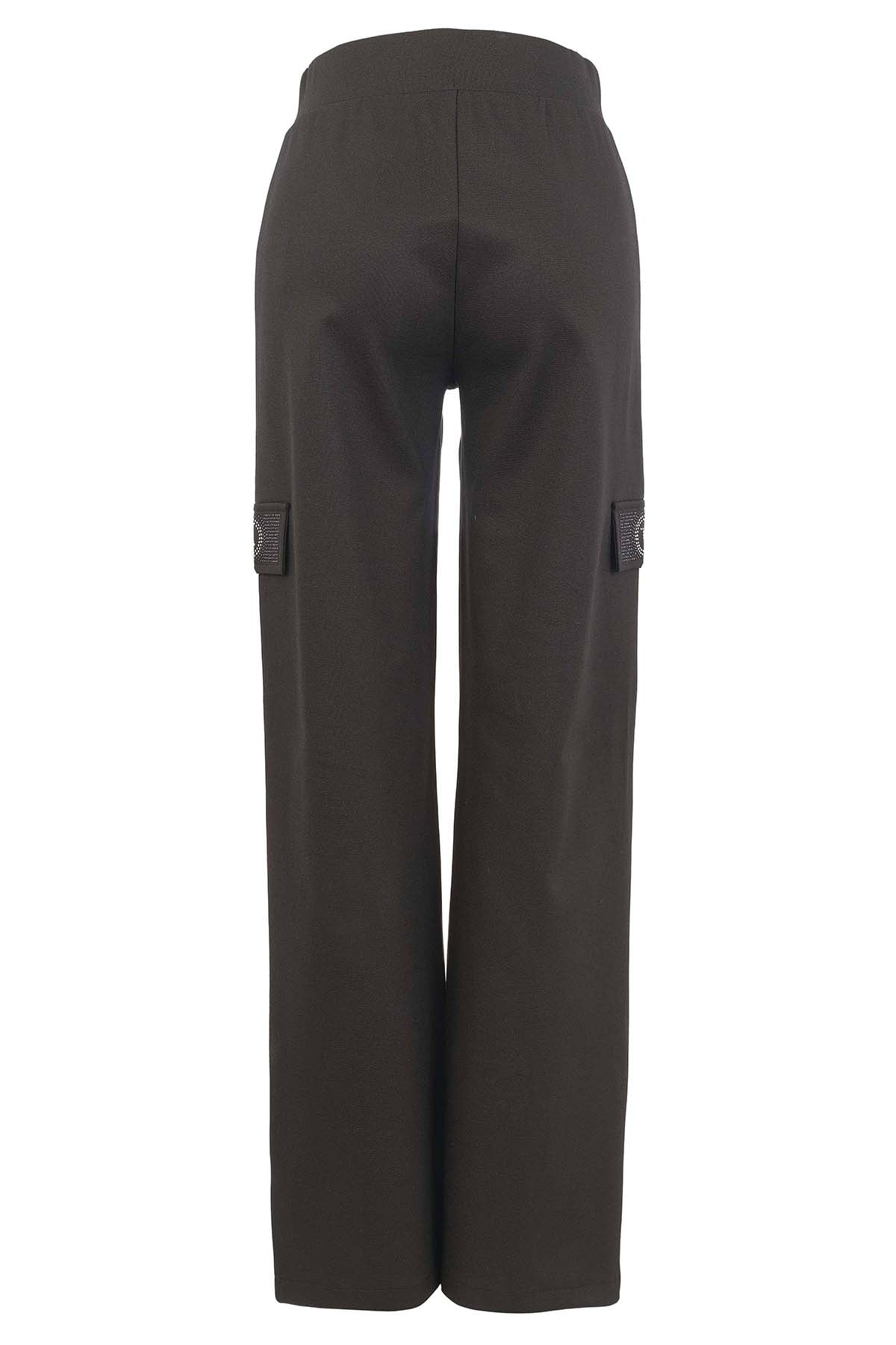 Pantalon en maille haute couture avec détails de sequins végétaliens. Tricotto 96007