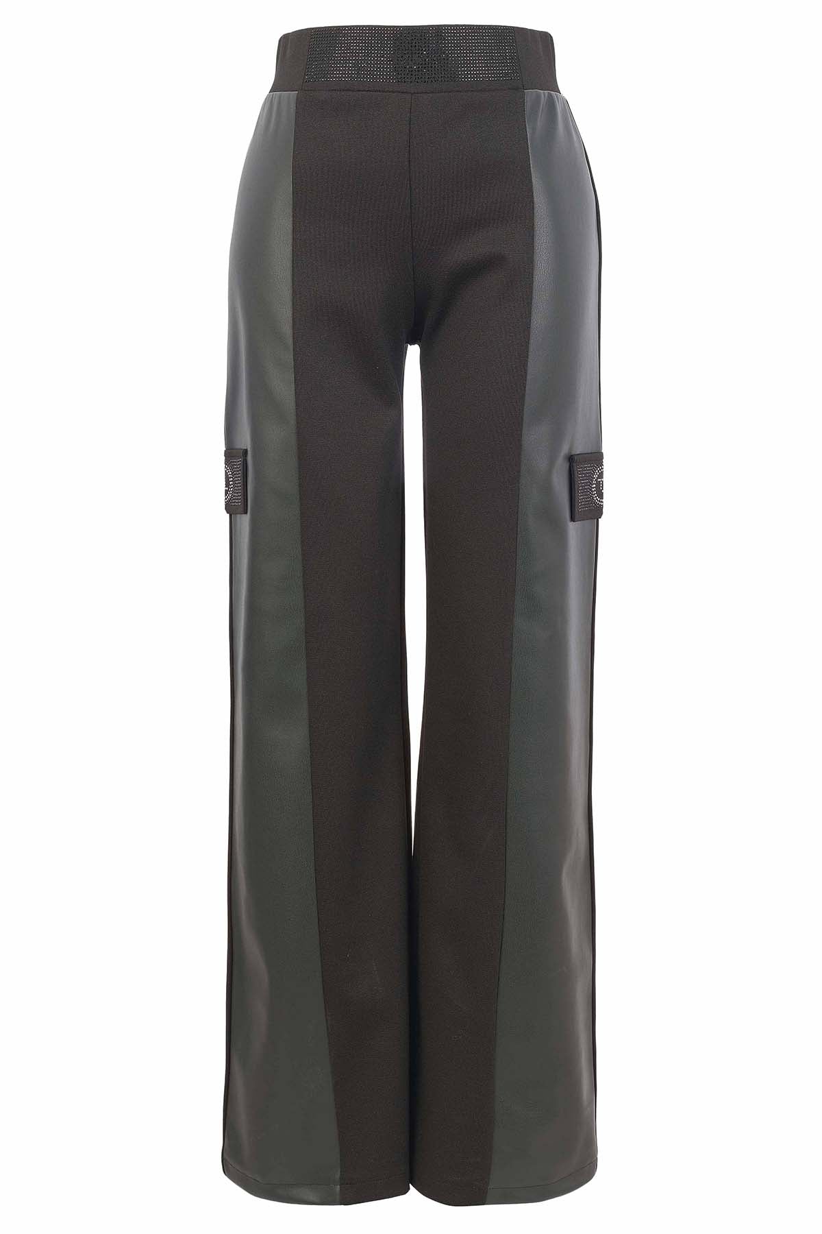 Pantalon en maille haute couture avec détails de sequins végétaliens. Tricotto 96007