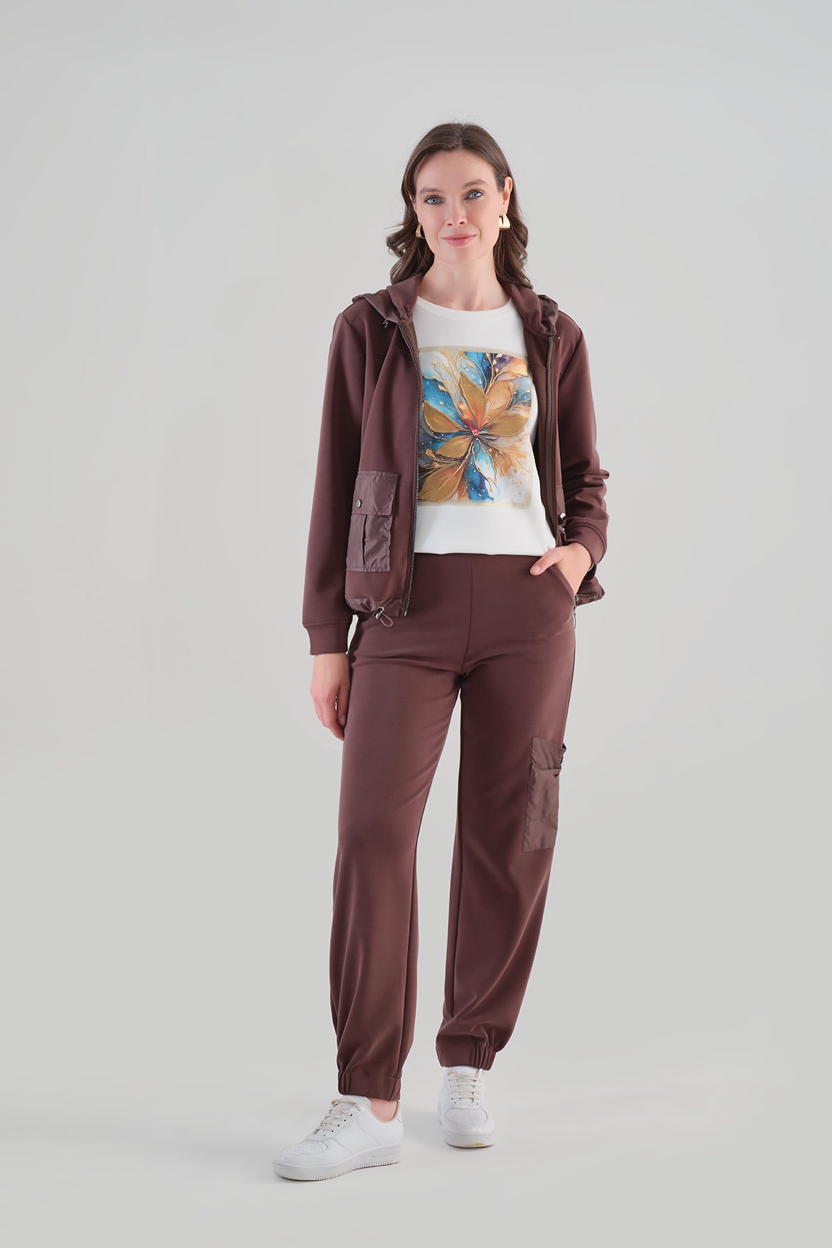 Veste à capuche bomber décontractée luxueuse. Tricotto 96091