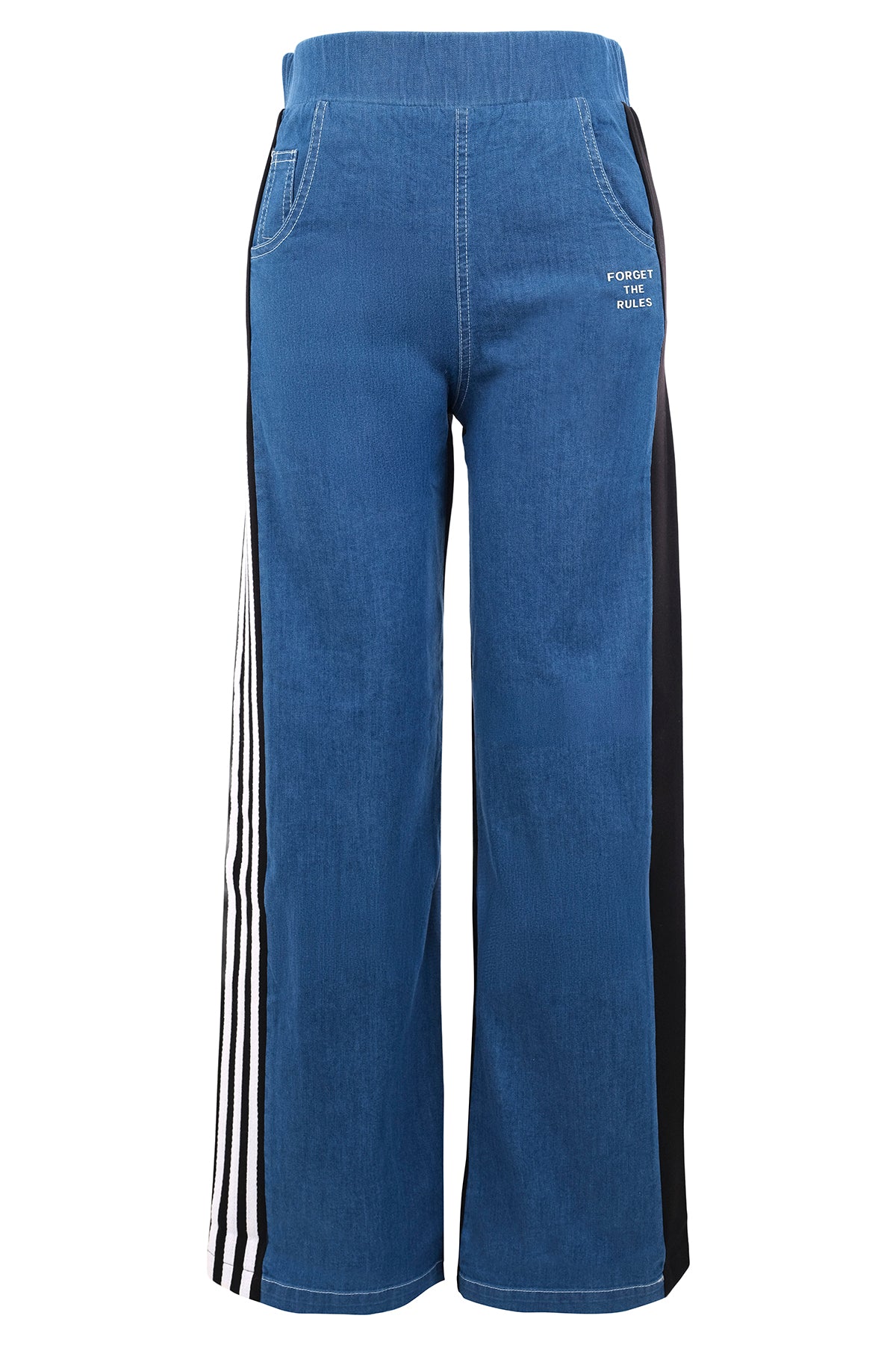 Pantalon large en coton à enfiler avec bande latérale. Tricotto 96127