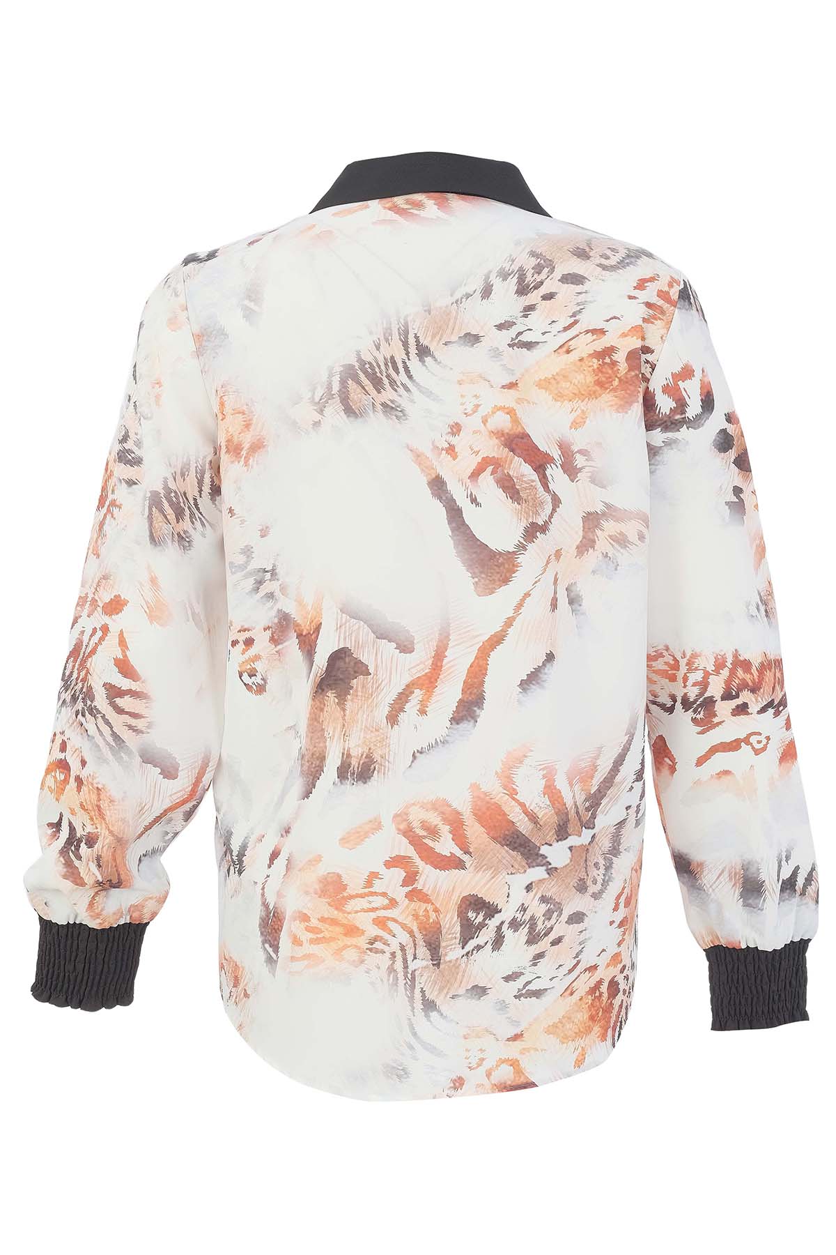 Woven Knit Blouse With Sequin Fashionista Print. Tricotto 96186