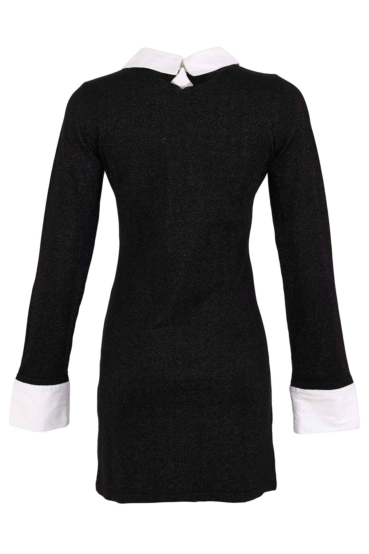 Metallic Knit Pearl Little Black Dress. Tricotto 96187
