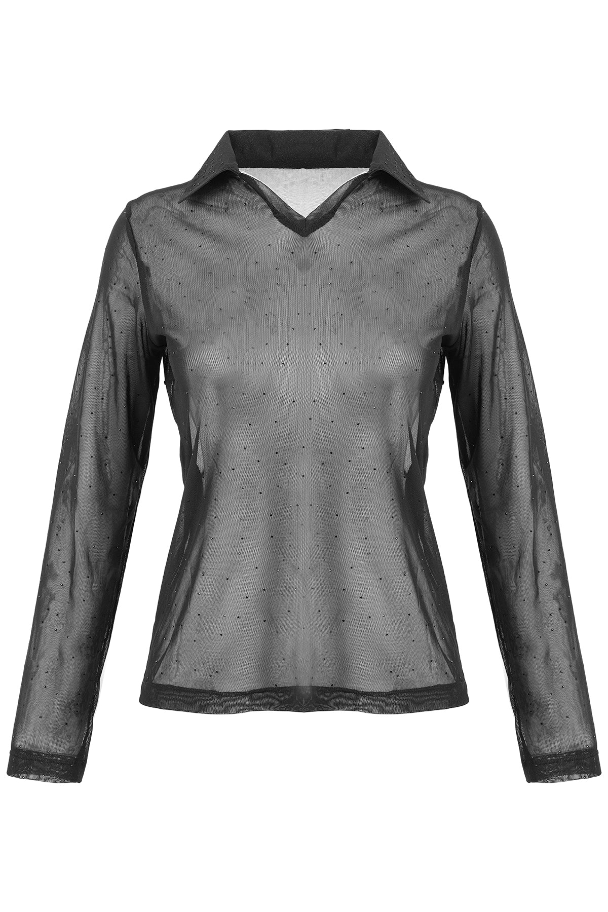 Stretch Mesh Knit Top With Sequin Detail. Tricotto 96190