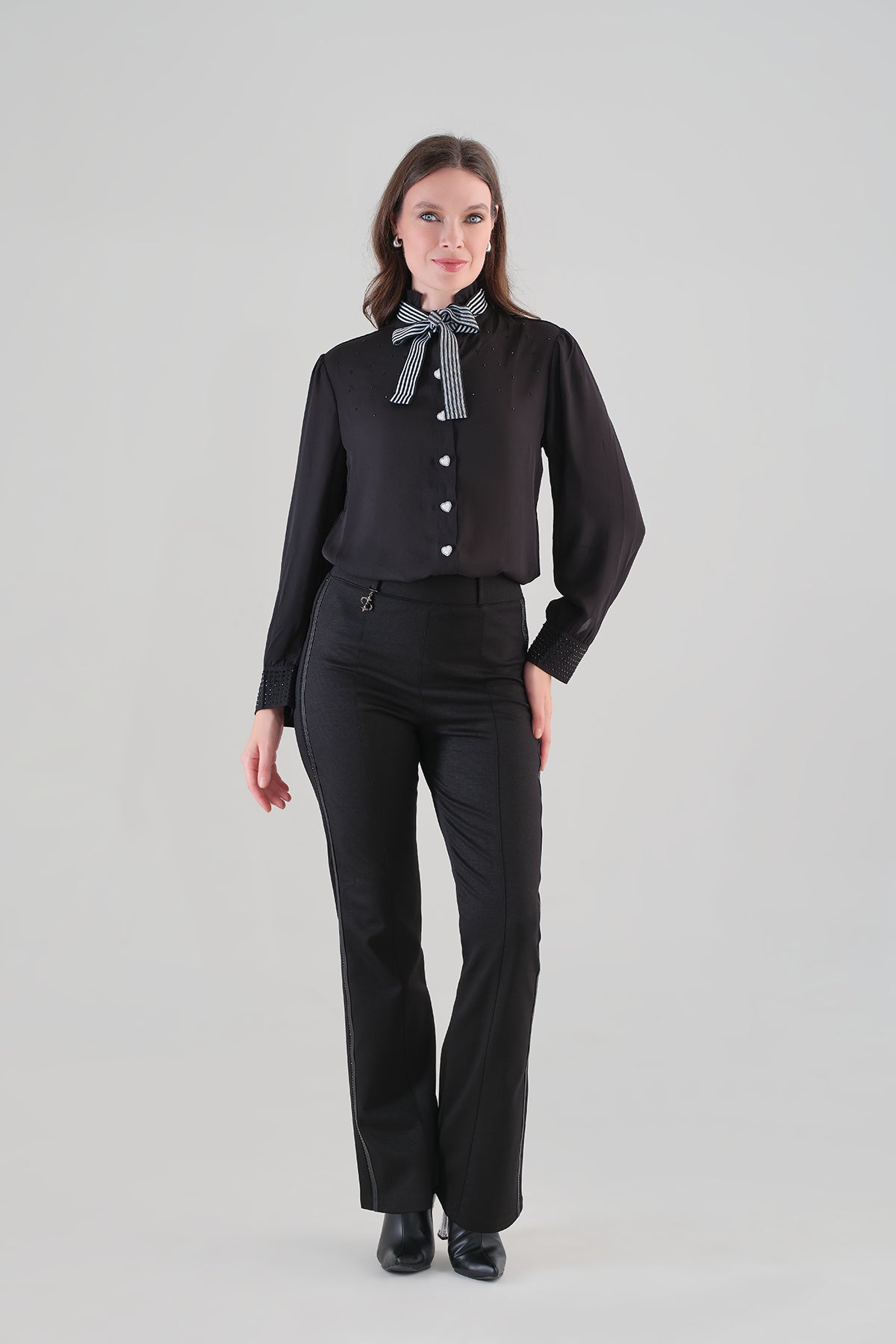 Woven Knit Blouse With Sequin Detail. Tricotto 96217