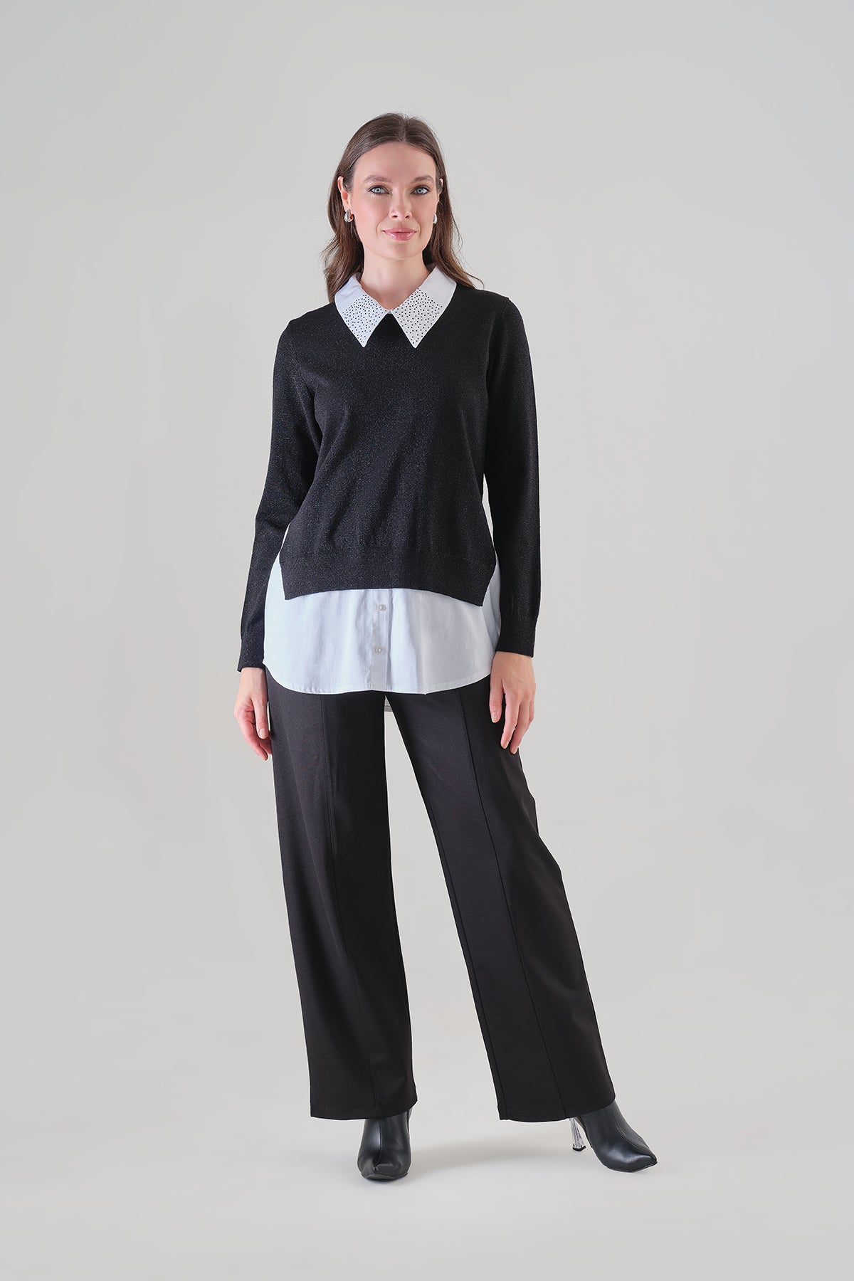Premium Metallic Knit Tunic. Tricotto 96227