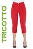 Tricotto Red Capris With Fly Front and Silver Sequin Detail