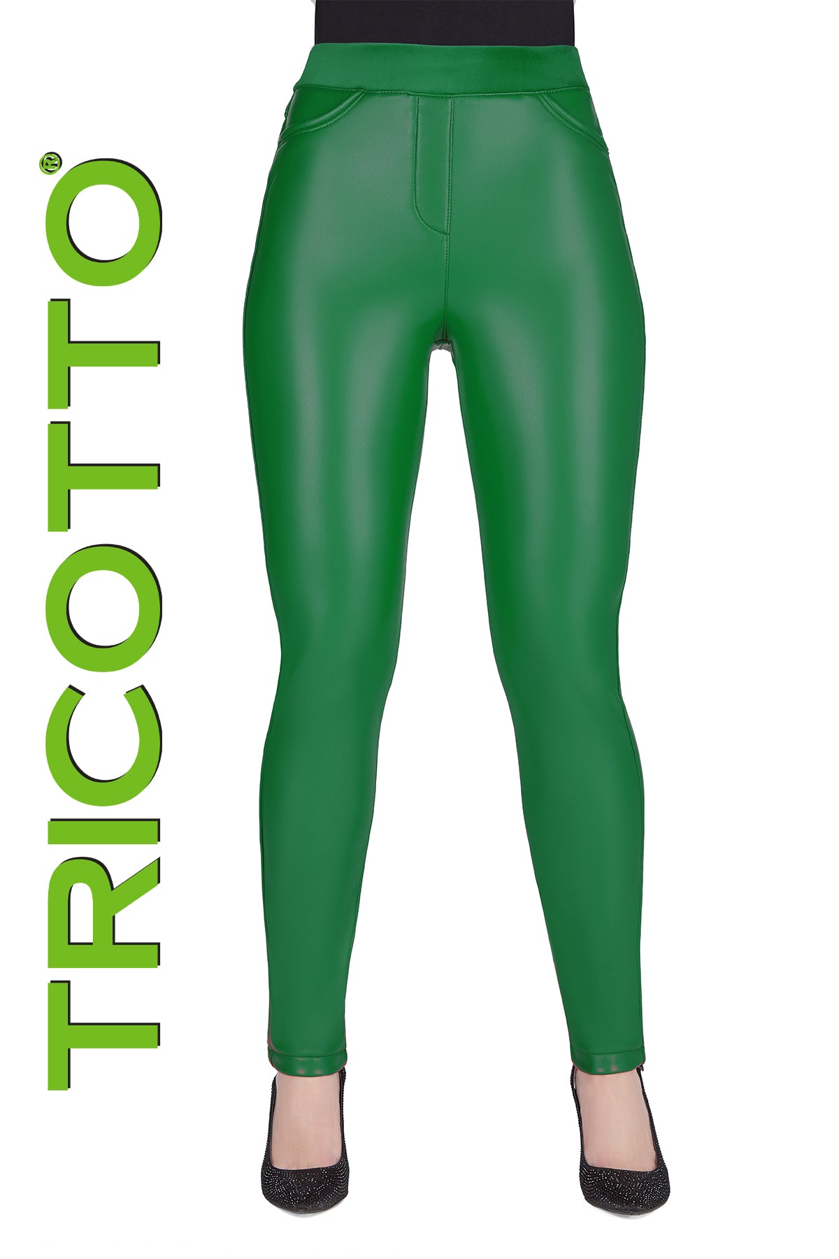Tricotto Green Pant-Tricotto Vegan Leather Pants-Buy Tricotto Pants Online-Leather Pants Online Canada-Tricotto Clothing Montreal