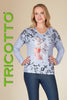 Tricotto Sequin Fashion Lady Print Sweater With Drop Shoulder