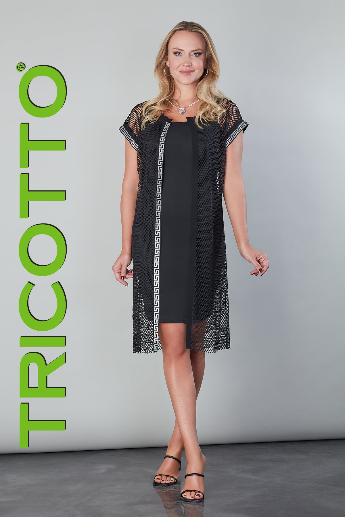 Black mesh dress coverup-Black Long Mesh Dress Coverup 