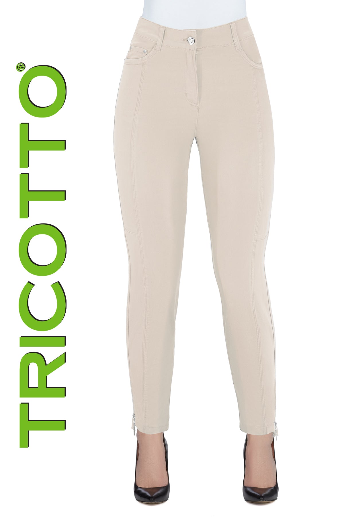Tricotto Sand 5 Pocket Fly Front Pant With Belt Loops And Belt Loops