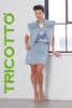 Tricotto Denim blue sleeveless vest with front sequin detail