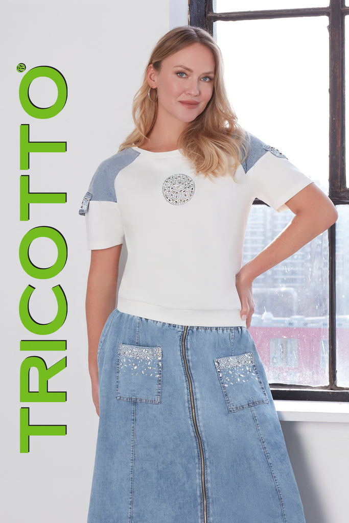 Tricotto denim highlight sweater with sequin detail