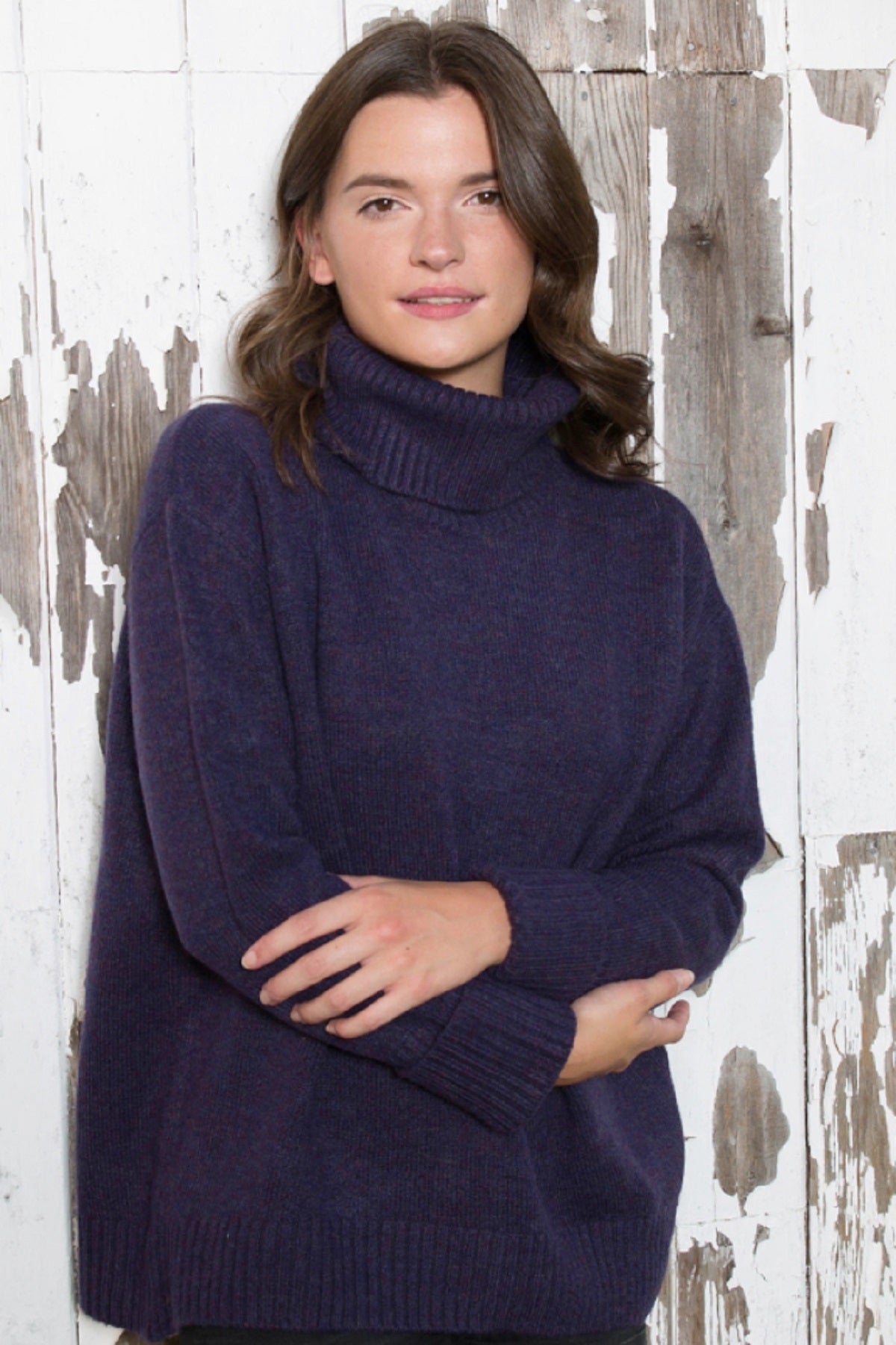 Purple one size sweater in oversized tunic length