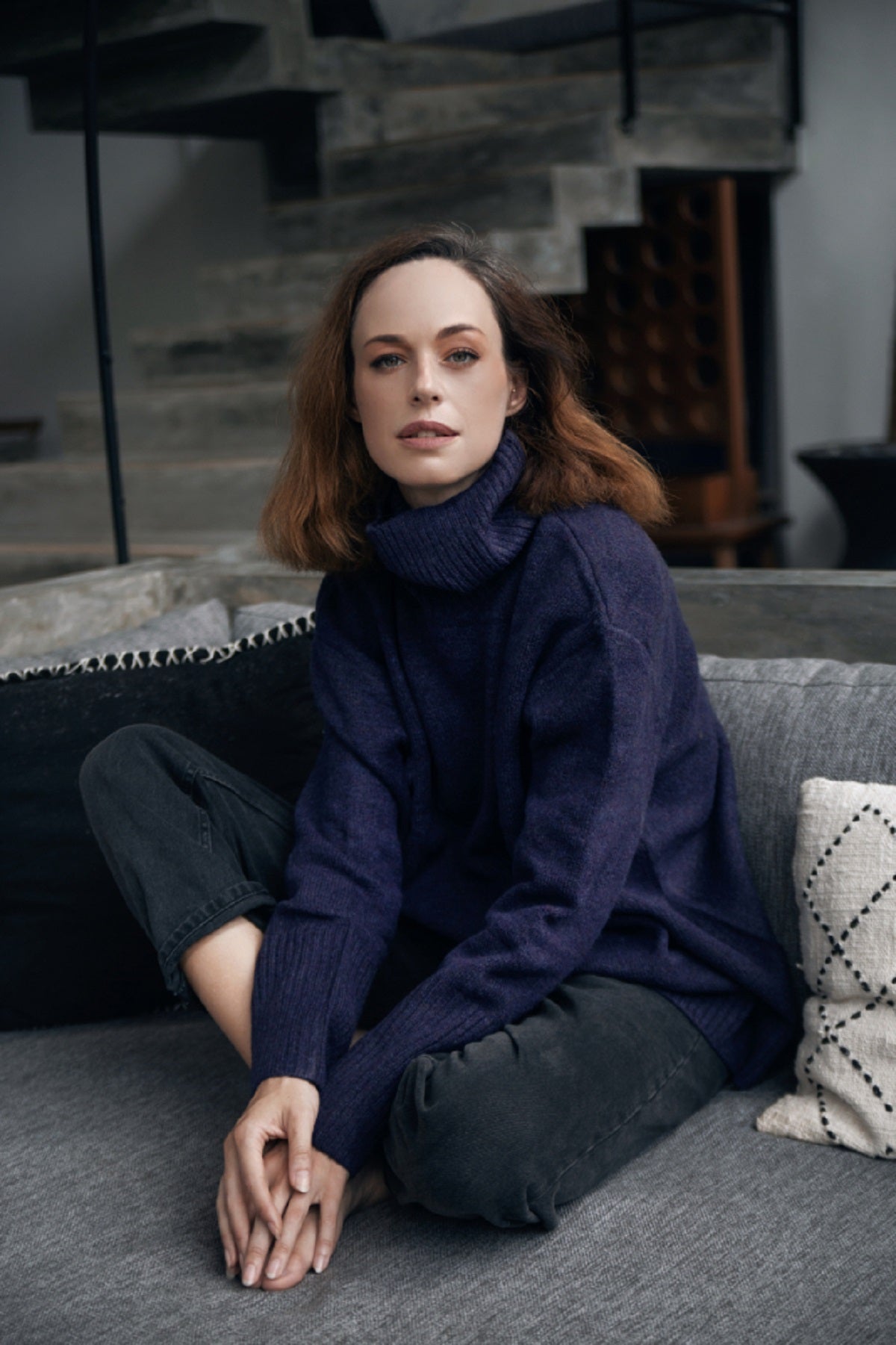 Purple one size sweater in oversized tunic length