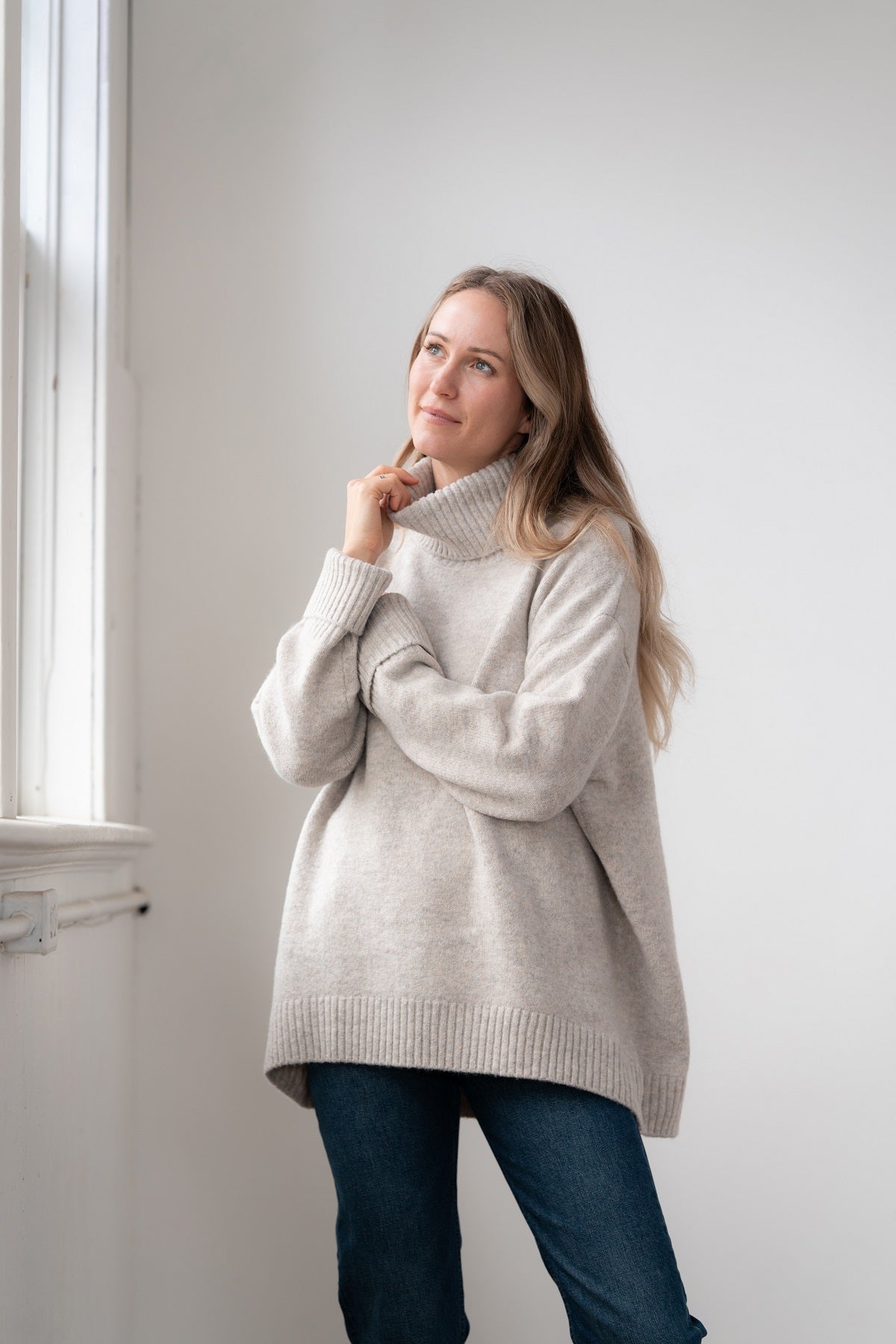 Best Seller. Echo Verde Tunic Sweater In Forest-Fawn and Violicious