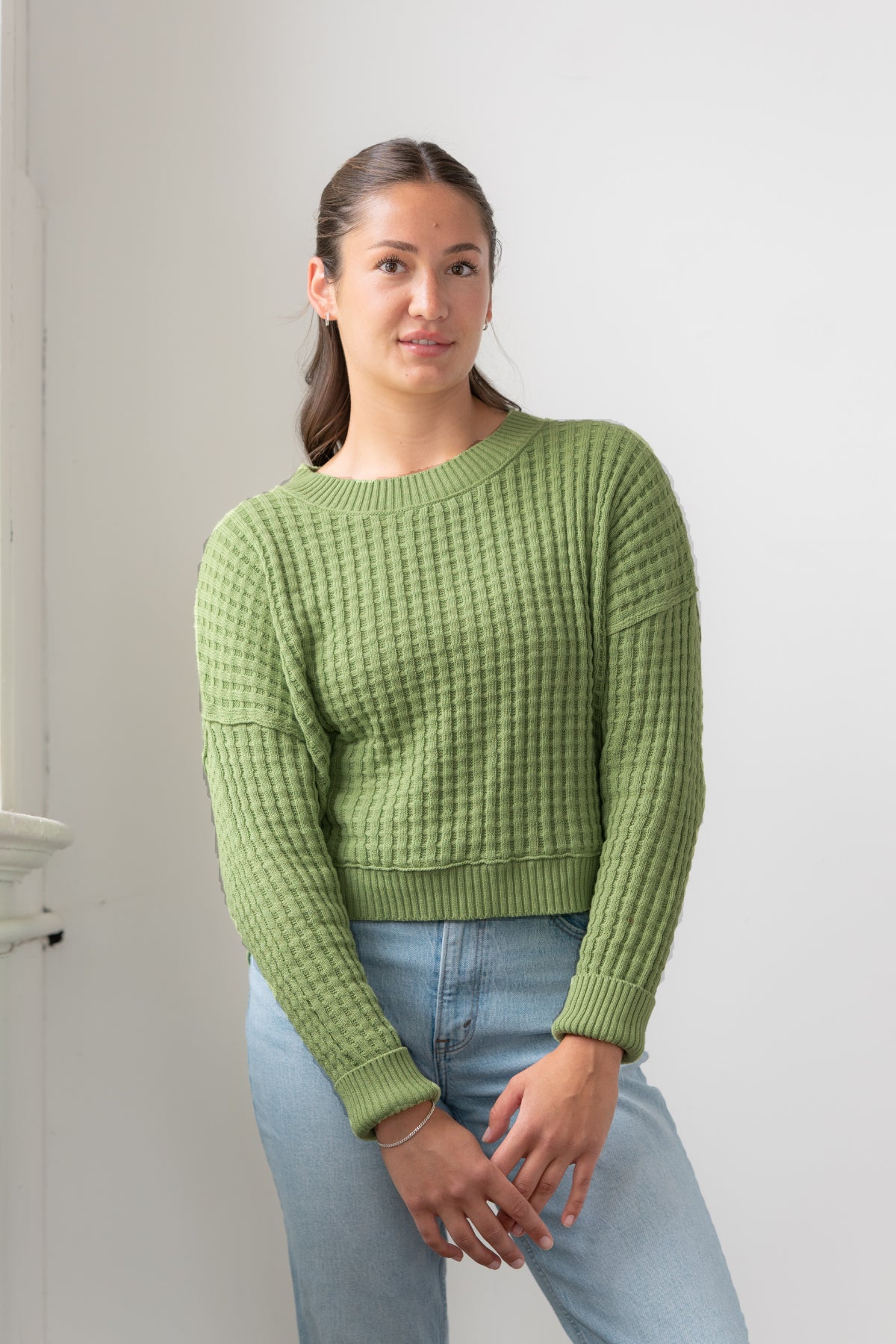Basket weave sweater in organic cotton