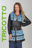 Black polyurethane hoodie coat with denim distressed detail