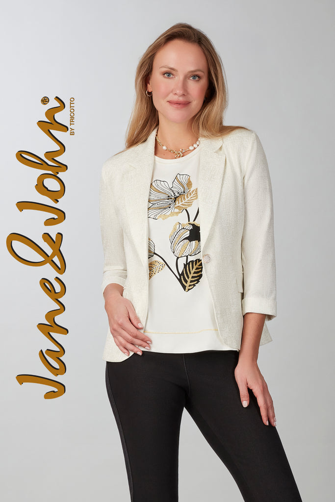 Jane & John Satin Shimmer Blazer in Off white