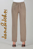 Tricotto beige relaxed knit pant with pull on elastic waistband