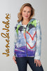 Jane & John Multi hoodie zip front sweater in bright vivid colors