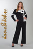 Black white sweater with front sequin floral detail