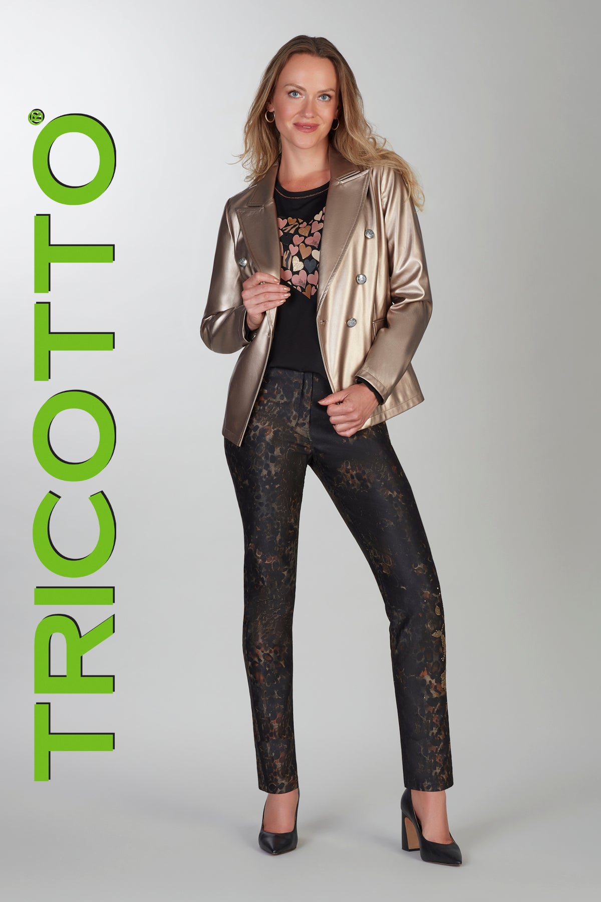 Leopard print 5 pocket straight leg pant