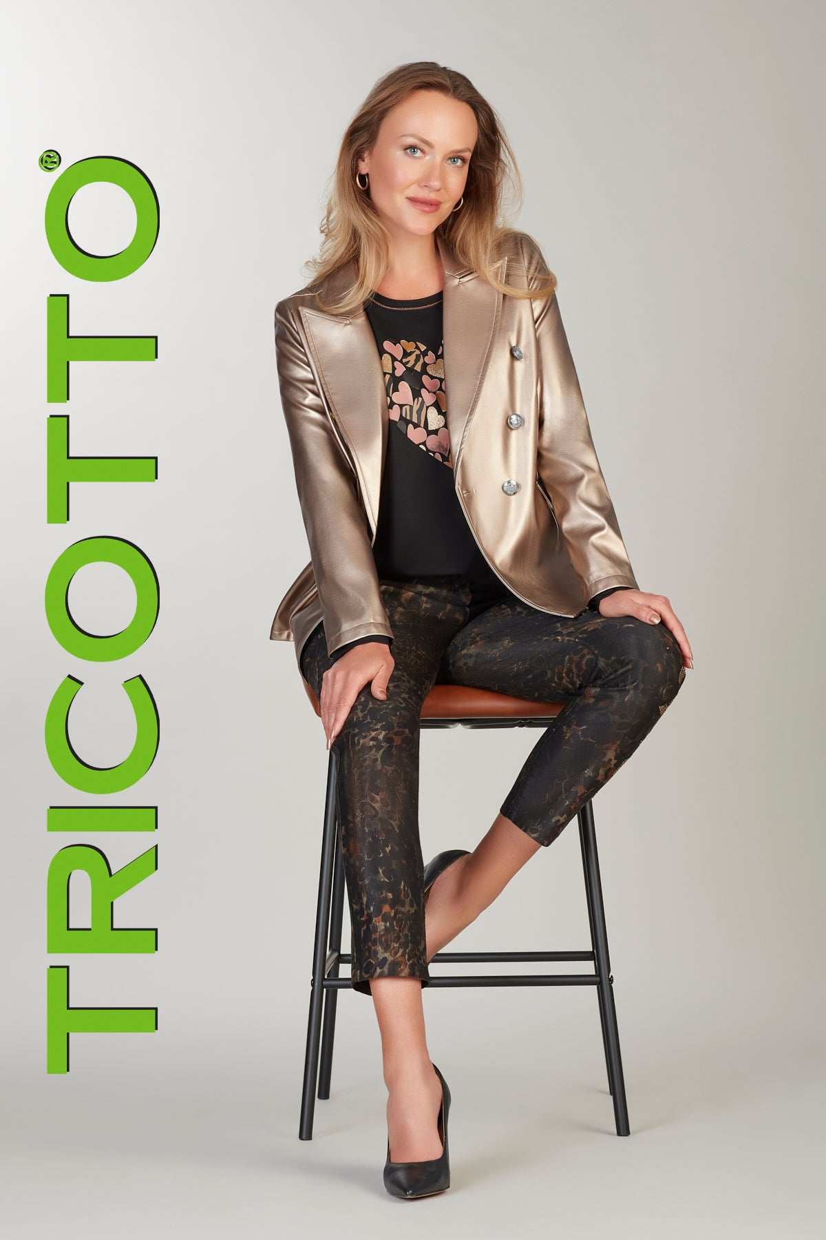Leopard print 5 pocket straight leg pant
