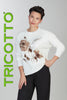Tricotto off white sweater with front gold print accent detail