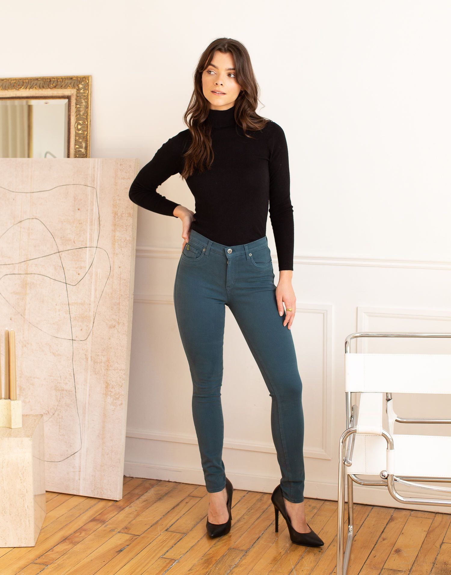 1711CO-R30 (Skinny Jeans) Deep Atlantic-Kiwi Colours 40% Off