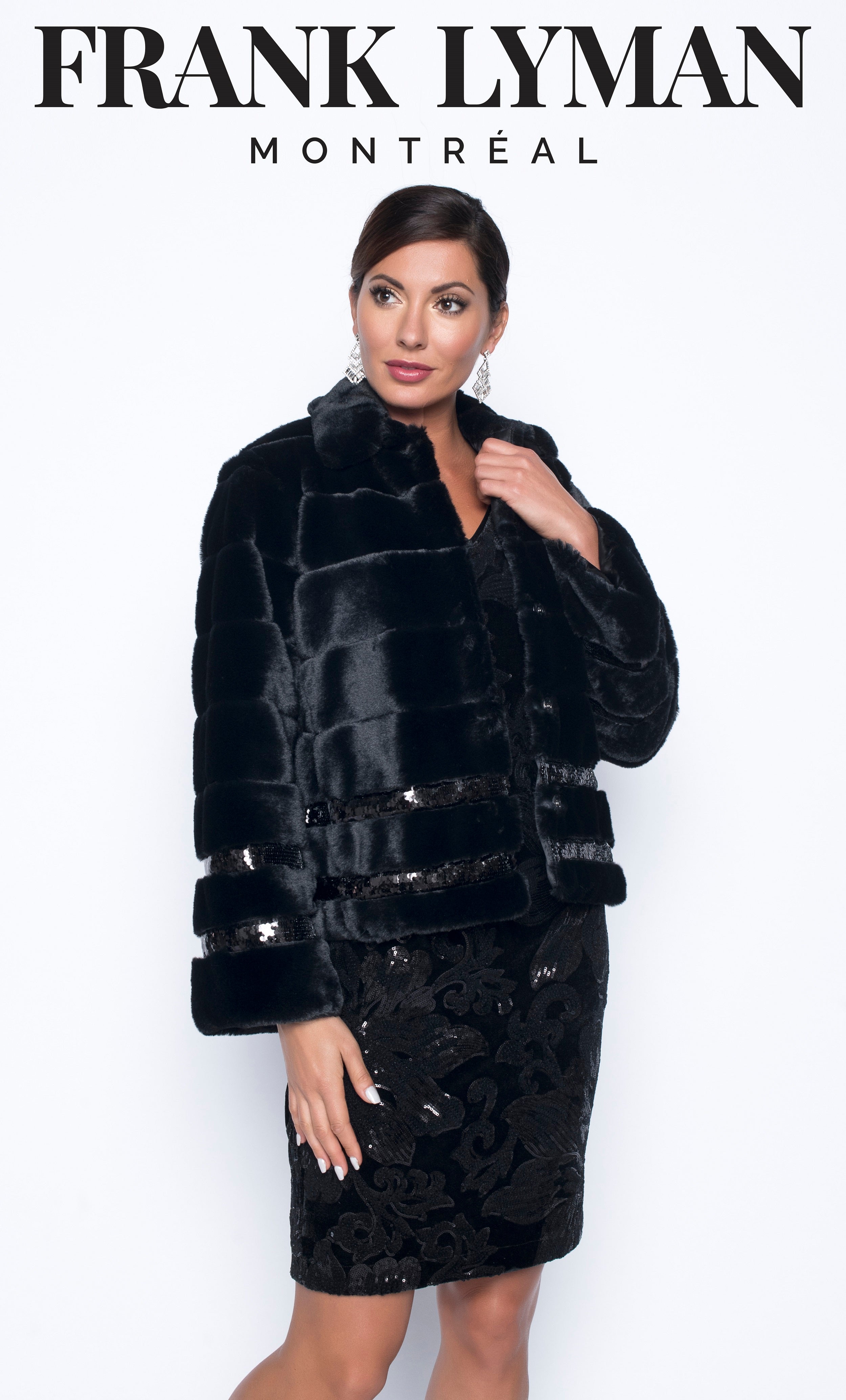 Black faux fur evening jacket