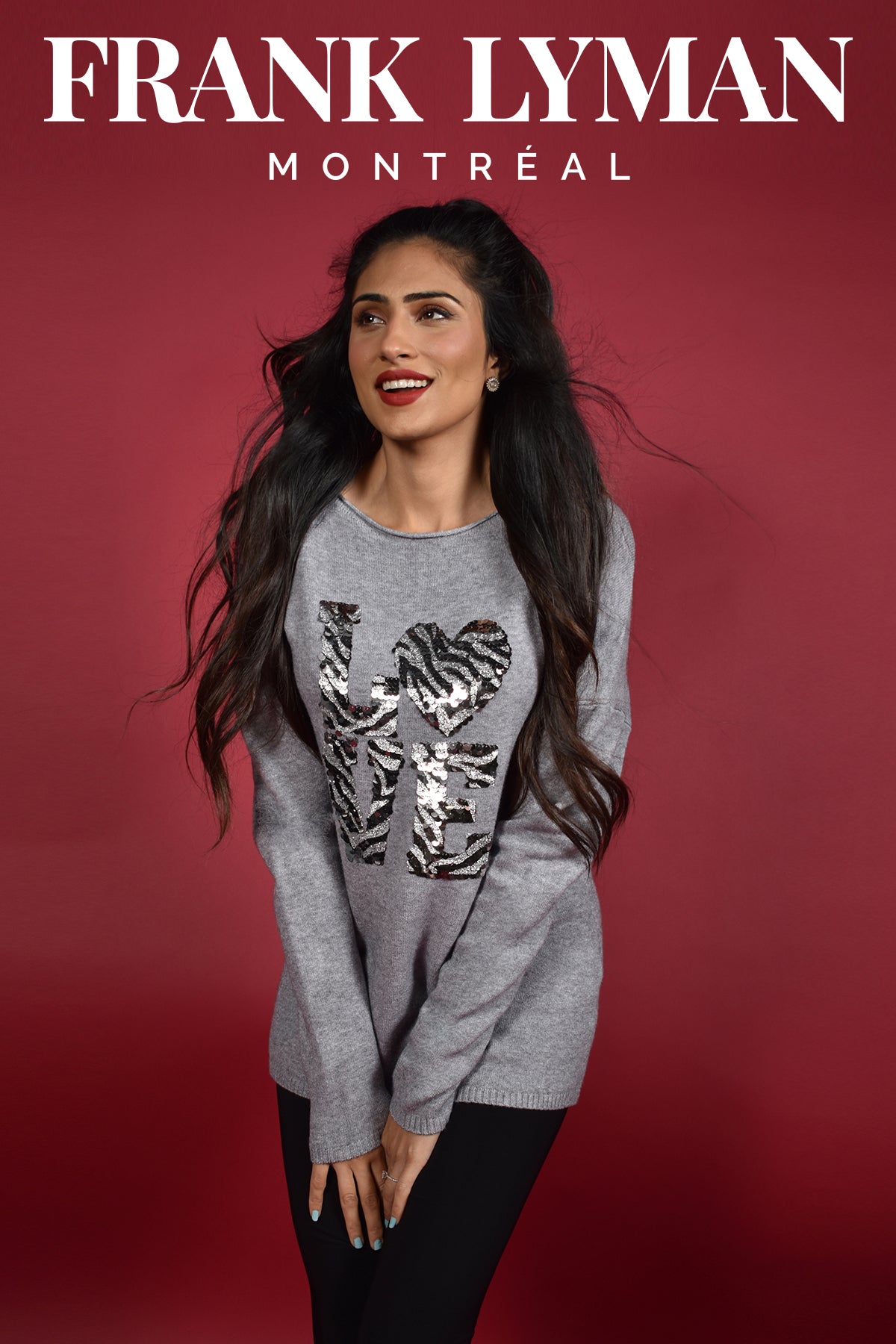 Frank Lyman Montreal Grey Sweater-Buy Frank Lyman Montreal Sweaters Online-Frank Lyman Montreal Love Sweater