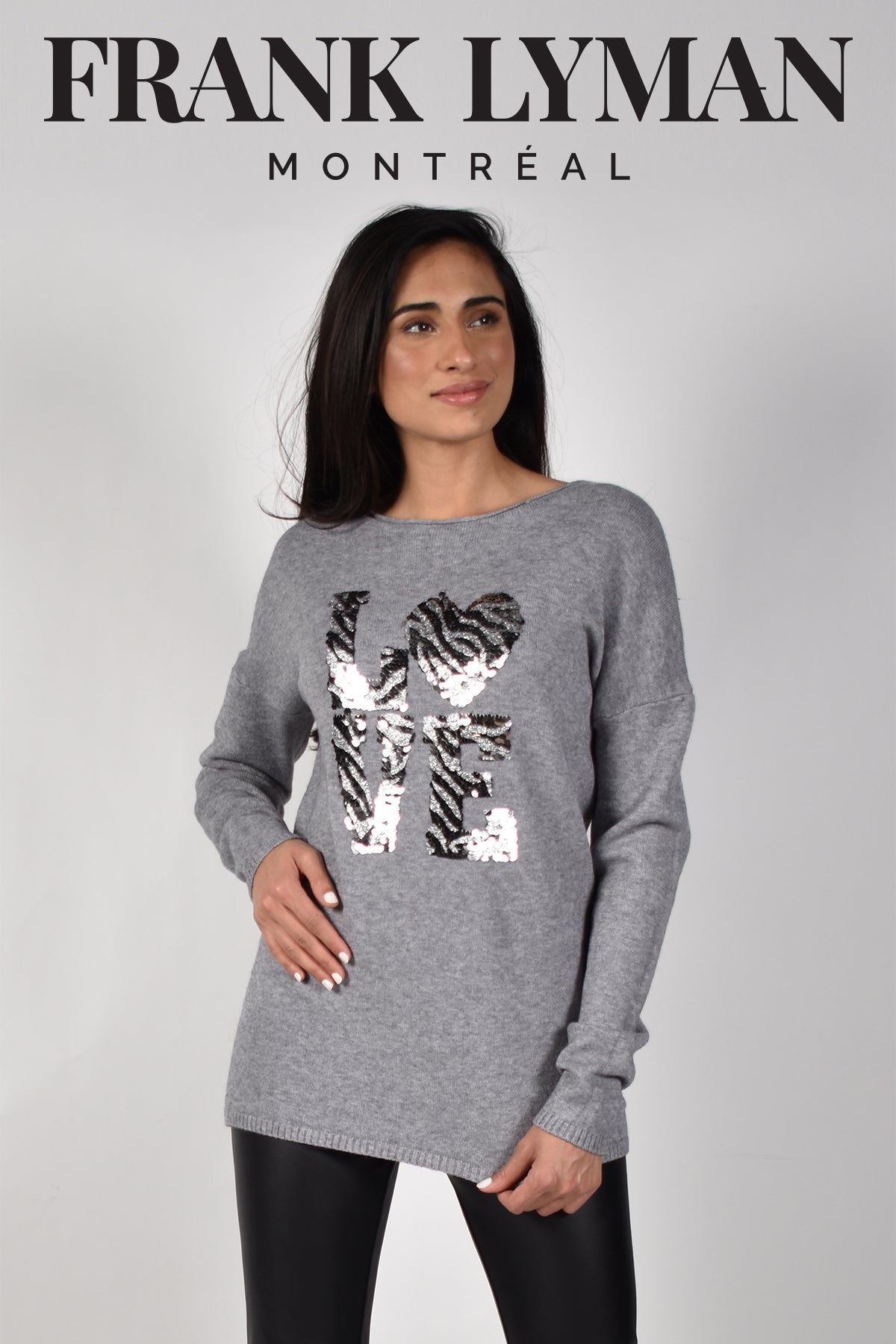 Frank Lyman Montreal Grey Sweater-Buy Frank Lyman Montreal Sweaters Online-Frank Lyman Montreal Love Sweater