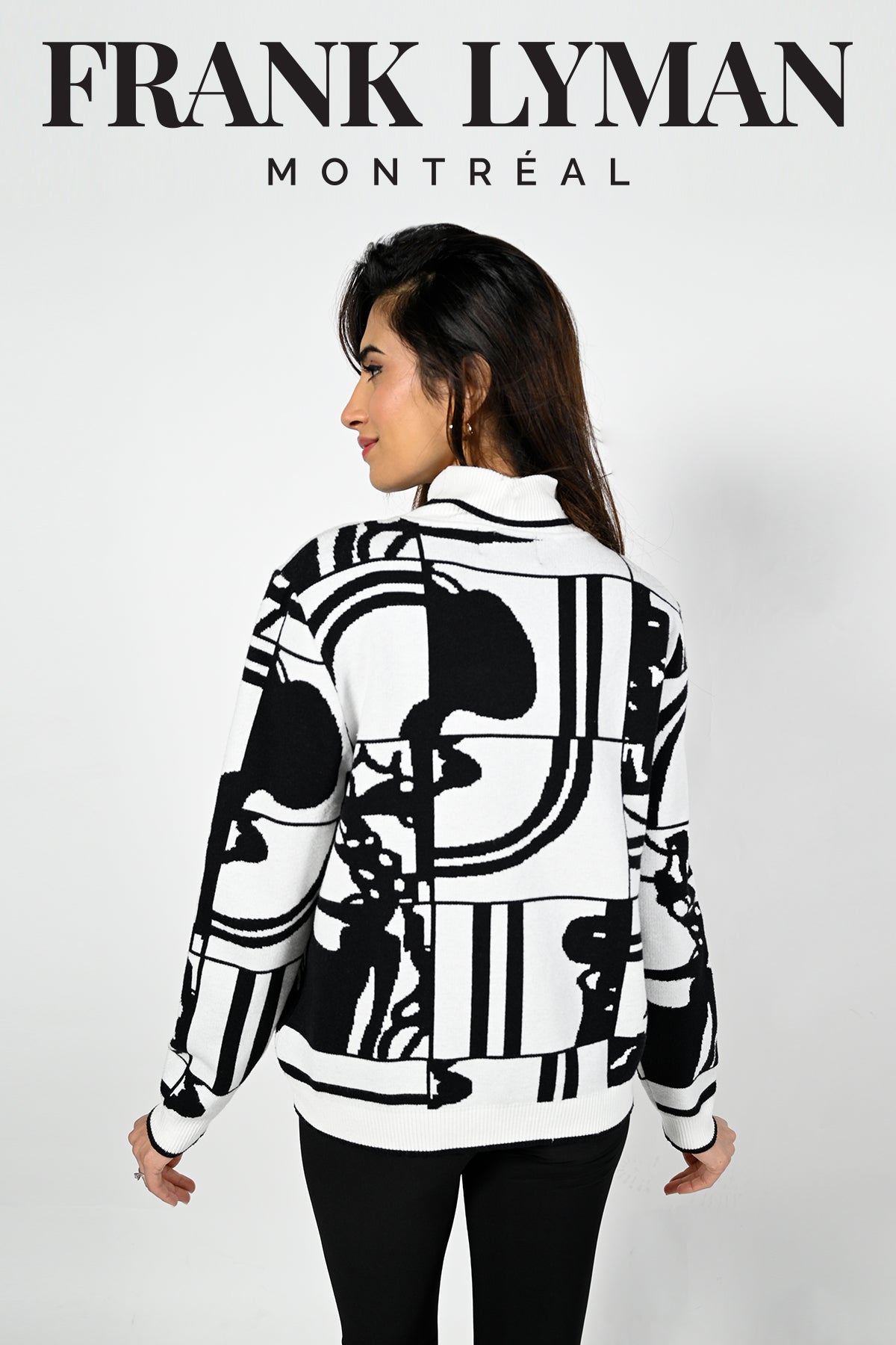 Frank Lyman Montreal Black white Sweater-Buy Frank Lyman Montreal Sweaters Online-Frank Lyman Montreal Fall Sweaters-Frank Lyman Montreal Online Shop