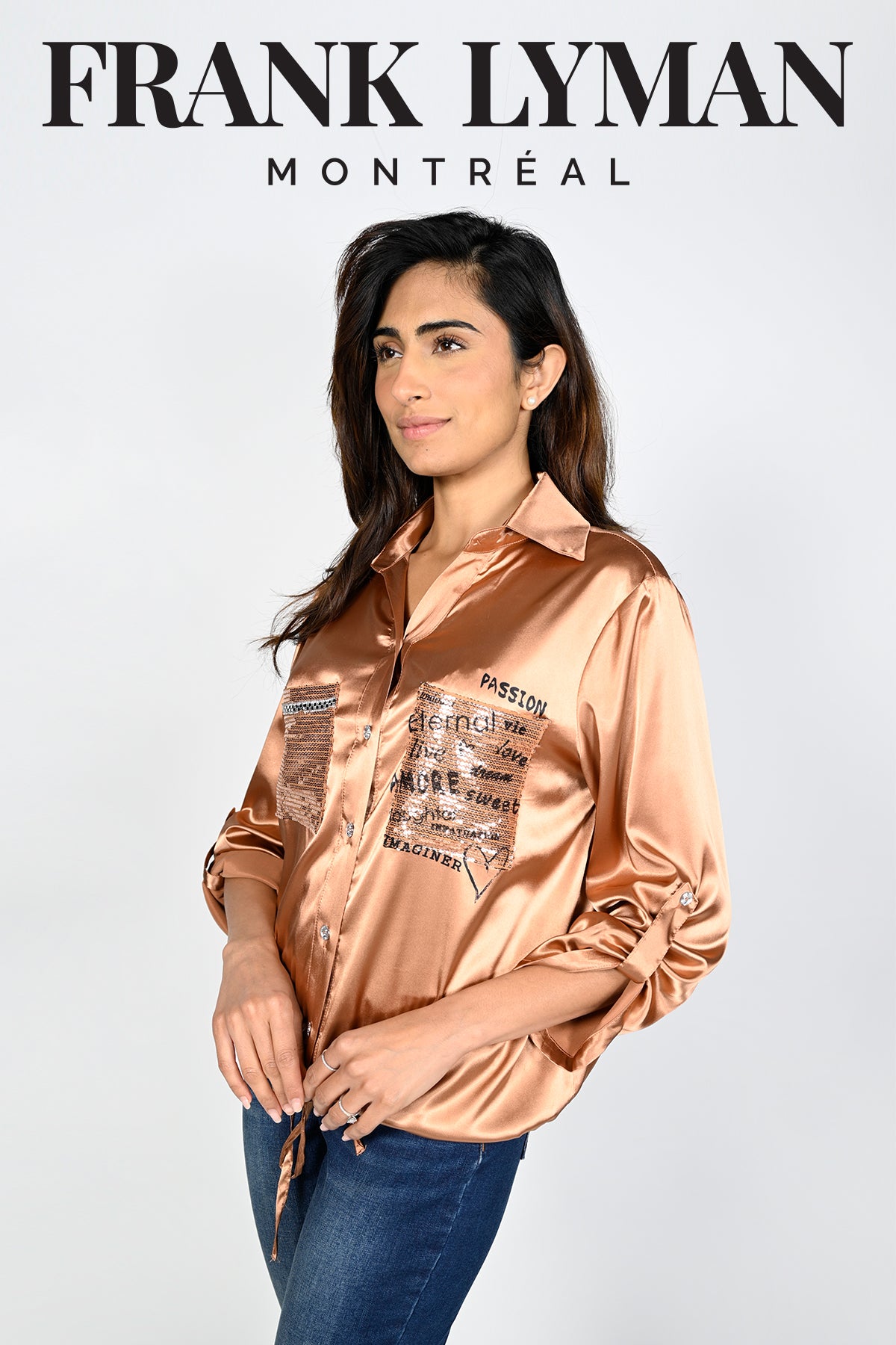 Frank Lyman Montreal Blouse-Frank Lyman Montreal Nutmeg Blouse-Buy Frank Lyman Montreal Blouses Online