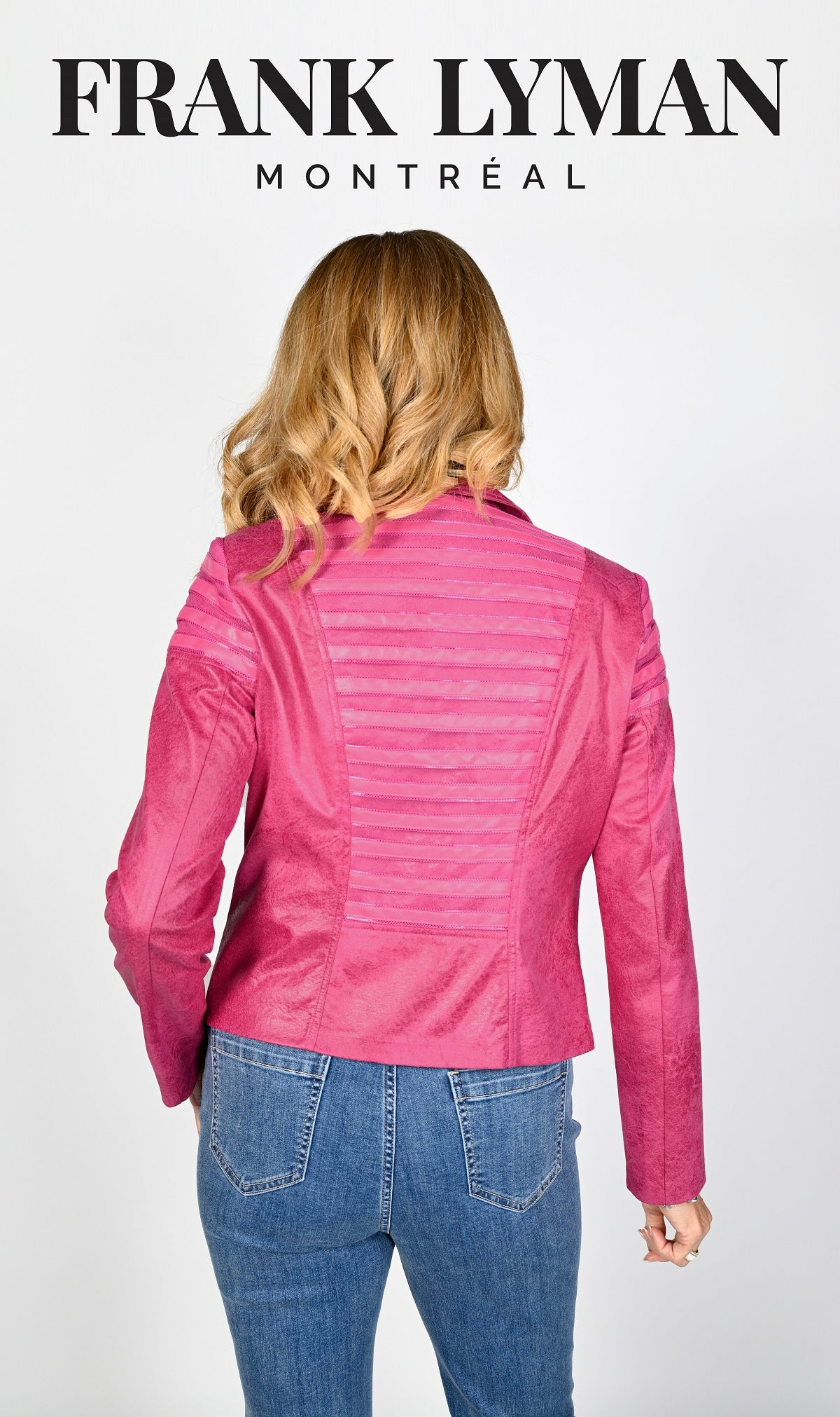 Frank Lyman Montreal Motto Jackets-Buy Frank Lyman Montreal Jackets Online-Frank Lyman Montreal Online Shop-Frank Lyman Montreal Pink Motto Jacket-Frank Lyman Montreal Spring 2023 Collection