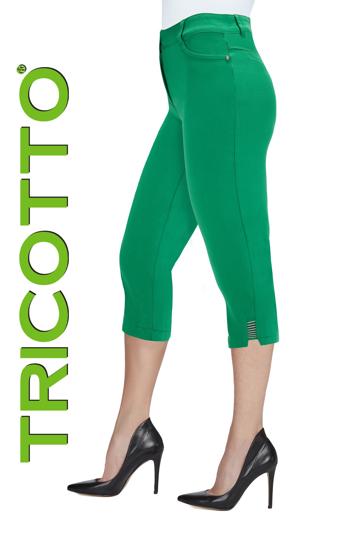 Tricotto White Capris-Tricotto Green Capris-Buy Tricotto Capris Online-Tricotto Clothing Montreal-Tricotto Clothing Quebec-Tricotto Online Shop