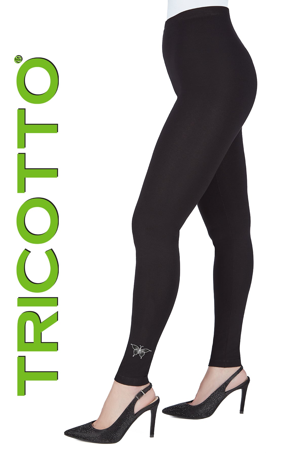 Tricotto Black Leggings-Buy Tricotto Leggings Online-Tricotto Clothing Montreal-Tricotto Butterfly Legging