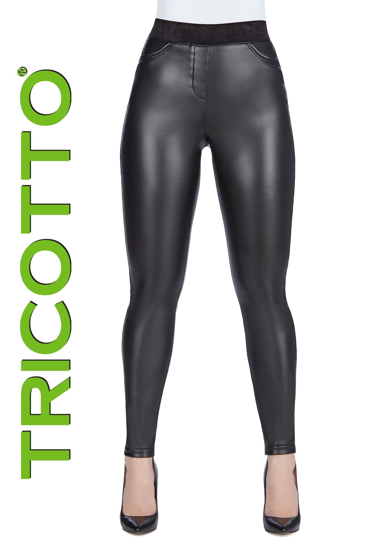 Tricotto Black vegan polyurethane pant