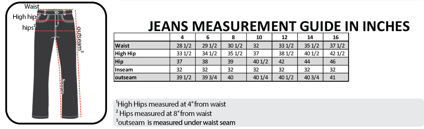 710700 (Jeans Only)  Size chart in picture gallery