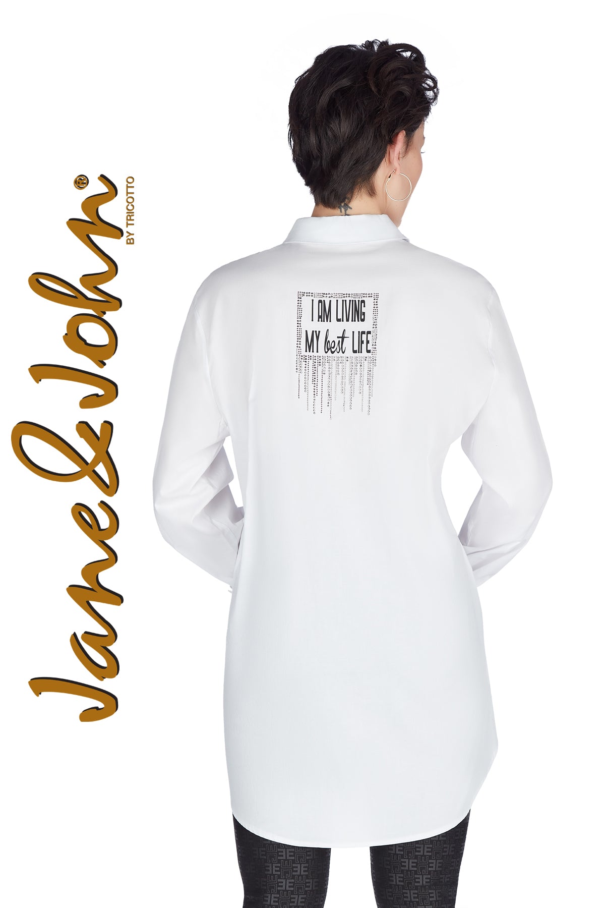 Tricotto White Blouses-Buy Tricotto Clothing Online-Women's White Blouses-Jane & John Clothing Montreal-Tricotto Fall 2022 Collection
