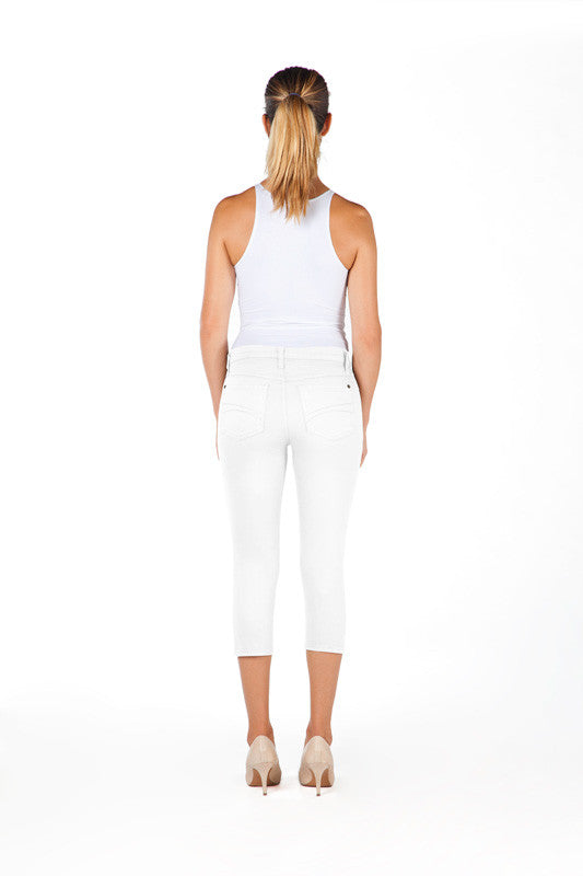 1304 (White, Black, Taupe Denim Capri)